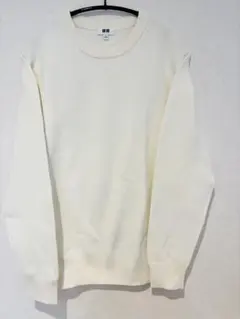 UNIQLO ウォッシャブルミラノリブクルーネックセーター オフホワイト M