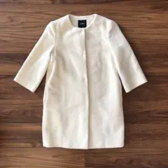 J. Ryu アイボリー ノーカラー　コート　ガーリー