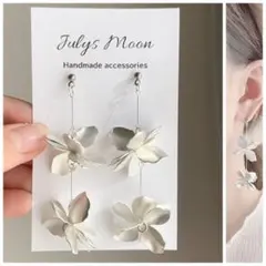 6998アンティークピアスイヤリングシルバー大ぶりフラワーロングお花韓国シンプル