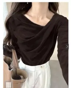 長袖ドレープカットソー ダークブラウン dk1261 GRL