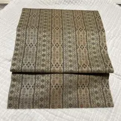 幾何学模様　正絹　名古屋帯　九寸