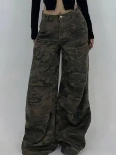 SHEIN 迷彩柄 ワイドデニム M