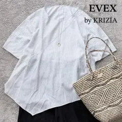 【美品】EVEX by KRIZIAストライプ柄アシンメトリー シルク混のサムネイル