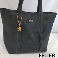 FELIER ハイジジャカード　バッグ ブラック トートバッグ ゴールドチャーム