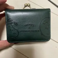 スヌーピー チャーリー・ブラウン 三つ折り財布 ダークグリーン