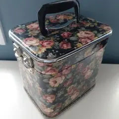 昭和レトロ メイクボックス コスメボックス 花柄 ミラートレー鍵付き