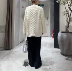 ニット　アラン編みオーバーニット　WILLOW 白ニット