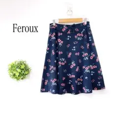 【美品】Feroux 【２】フレアスカート 花柄 ウエストゴム レースアップのサムネイル