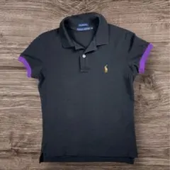 【美品】ラルフローレン スキニーフィット ポロシャツ ブラック×パープル M