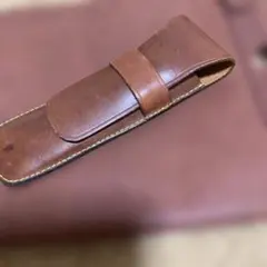 ブラウンレザー ロール式ペンケース