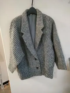 清*言様 グレー系 ストライプ柄 チェスターコート