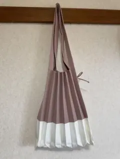 プリーツデザイン エコバッグ ピンクホワイト