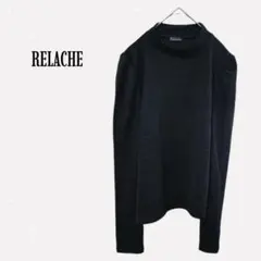 ルラシェ 【L】 ハイネックカットソー 長袖 パフスリーブ ブラック 可愛いのサムネイル
