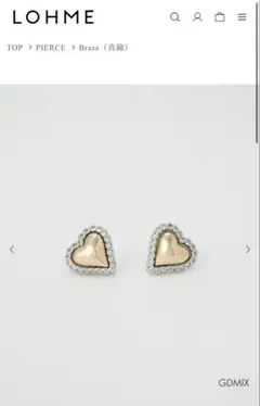 お値下げしました！LOHME ハートピアス 真鍮 ゴールド シルバーのサムネイル