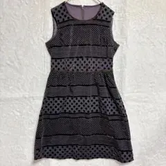 グレー ドット柄 ノースリーブ ワンピース　38 日本製