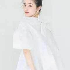 新品未使用　coca パリフワバックリボンブラウス シャツ ホワイト　S