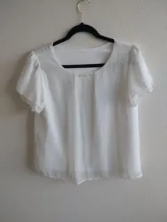 CLOSSHI 　 白ブラウス 　M フレア袖 シフォン オフィス 通勤お出かけ