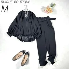 【極美品】　ルイルエブティック　デコラスリーブパンツセットアップ　スーツ　黒　M