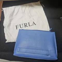 FURLA レザー クラッチバッグ 青