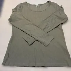 オリーブグリーン リブ 長袖 Tシャツ XL