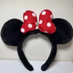 ミニーマウス カチューシャ 赤い水玉リボン