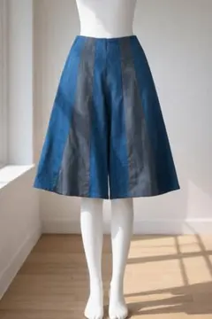 キュロットスカート ツートーン ゆったり フレア フェミニン カジュアル