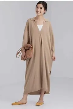 グリーンレーベル　Vネックニットワンピース