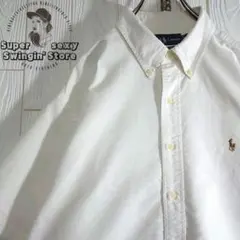 ラルフローレン 半袖 シャツ 2XL ホワイト ボタンダウン オックス 古着