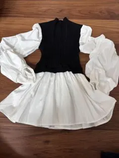 fifth 黒と白のリブニット長袖トップス