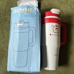 Summer Trendy Cups ストロー付き水筒 ホワイト レッド