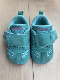 アシックス asics 水色 ドット柄 13cm 子供　スニーカー