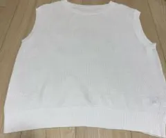 無印良品　強撚メッシュフレンチスリーブセーター　婦人ＸＬ・白