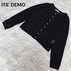 美品 イッツデモ カーディガン 長袖 ブラック 無地 春秋