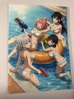 2 集合 美遊 咲 麗花 愛莉 オリジナル A4 サイズ 写真用紙 AIイラスト