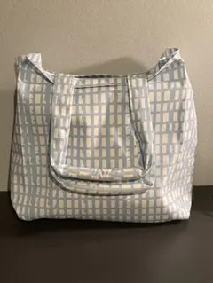 【非売品】Tempur テンピュール　水色と白のチェック柄トートバッグ　北欧調