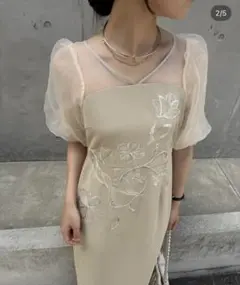 新品LE'RUREドレス Puffsleeve embroidery dress