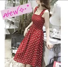 ワンピース 水玉 ドット　ミニー　夏　キャミワンピ　双子　赤レッド　新品　未使用