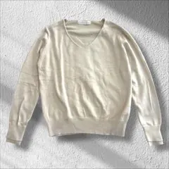 ◆センスオブプレイス　Vネック　セーター　ニット　リブ編み　コットン　アイボリー