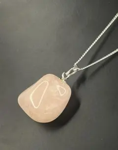✅ ローズクォーツ ネックレス 天然石 紅水晶 パワーストーン シルバーカラー