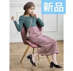 【香音さん着用・GRL完売色】新品▷スクエアネックリブニットトップス グリーン