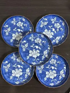 新品！青い花挿絵 和陶器皿 5枚セット 2026年最新】青花柄皿の人気アイテム - メルカリ