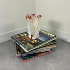 ジャパン ヴィンテージ ガラス ベース マーブル 花器 花瓶 ビンテージ レトロ