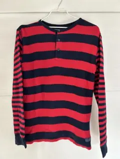 GapKids 赤紺ストライプ 長袖カットソー XS