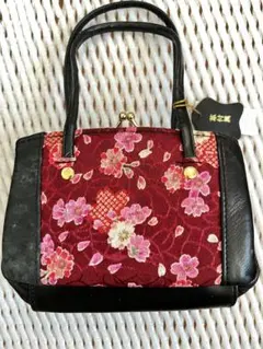 新品未使用！花柄がまぐちミニバッグがま口　レトロ撮影にポーチスマホバッグ和装小物