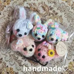 もふもふ ♡カラフル ♡あみぐるみ ♡ねことうさぎとくまのヘアゴム♡詰め合わせ♡