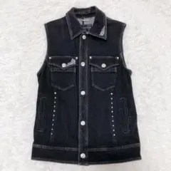 VALENZA　ラインストーン　デニム　オーバーサイズ　ベスト　ビジュー　Y2K