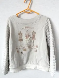 メゾピアノ　グレー ドレスプリント 長袖