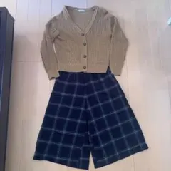 ロングキュロットとカーディガンのセット