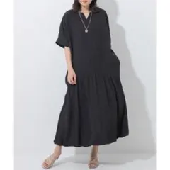 LAVEANGE 裾バルーンギャザーワンピース 黒