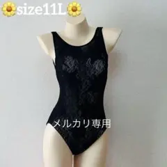 USED«11L»総レース 透け系 ワンピース水着 ブラック